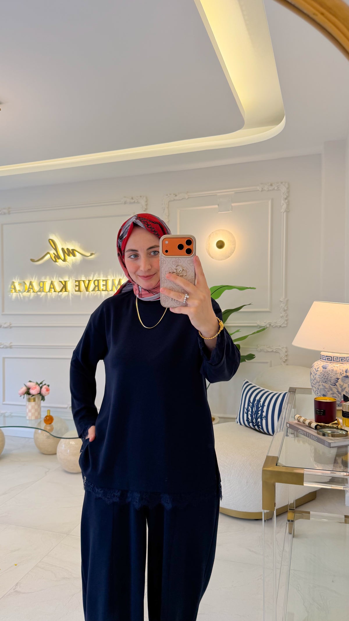 Lacivert  Dantelli Oysho Tunik