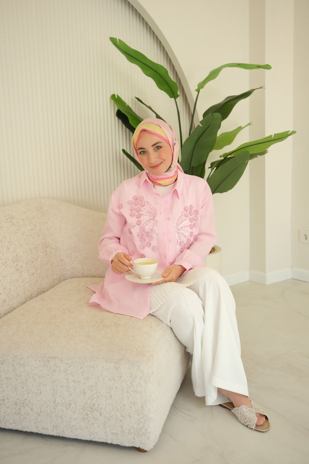 İşleme Pelit Pembe Gömlek