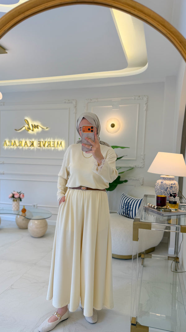 Krem Mavera Pantolon Etek -1006