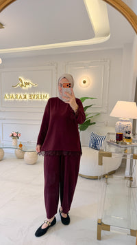 Bordo Şalvar Pantolon -1005