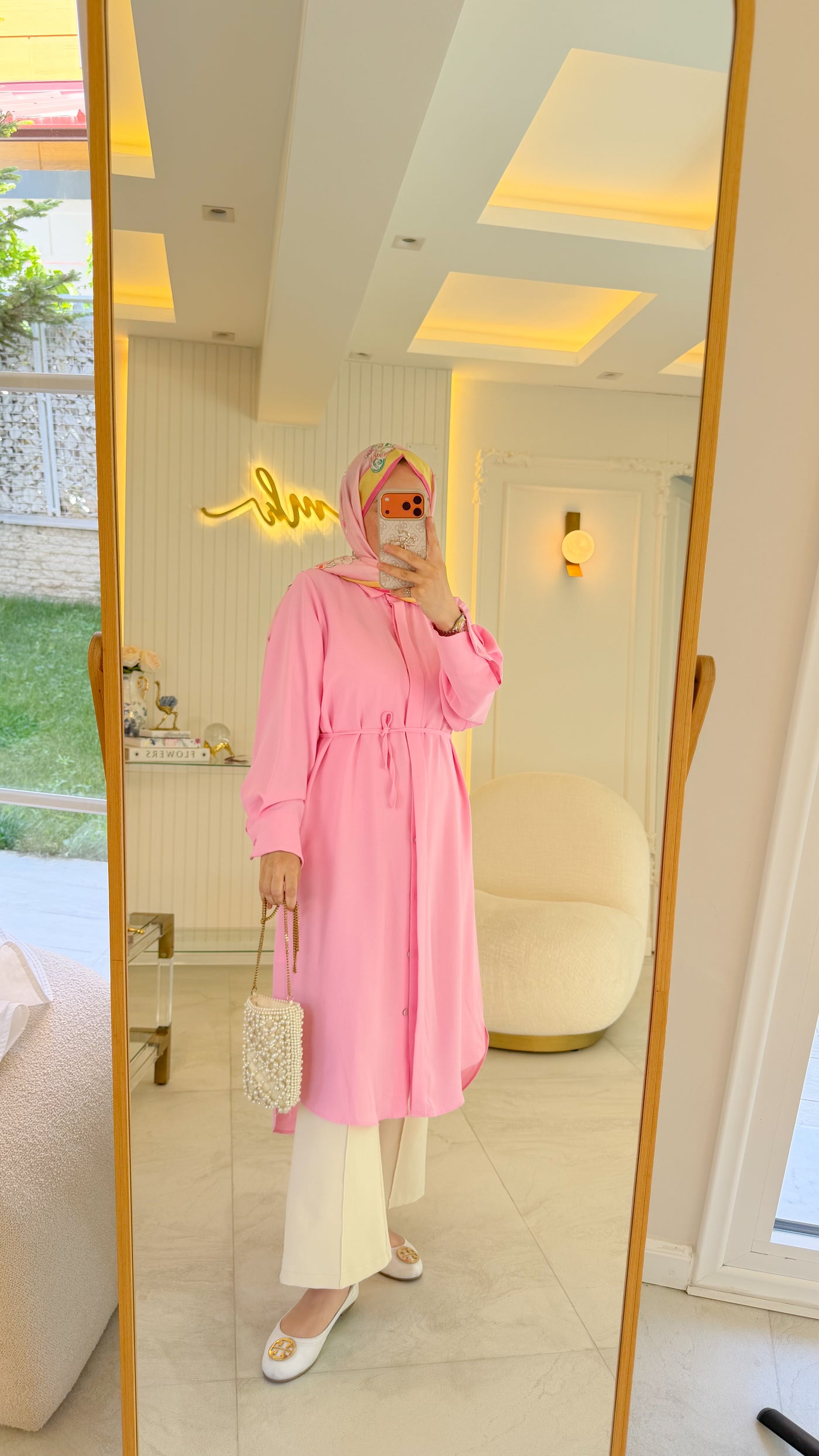 Pembe Basıc Uzun Gömlek -7731