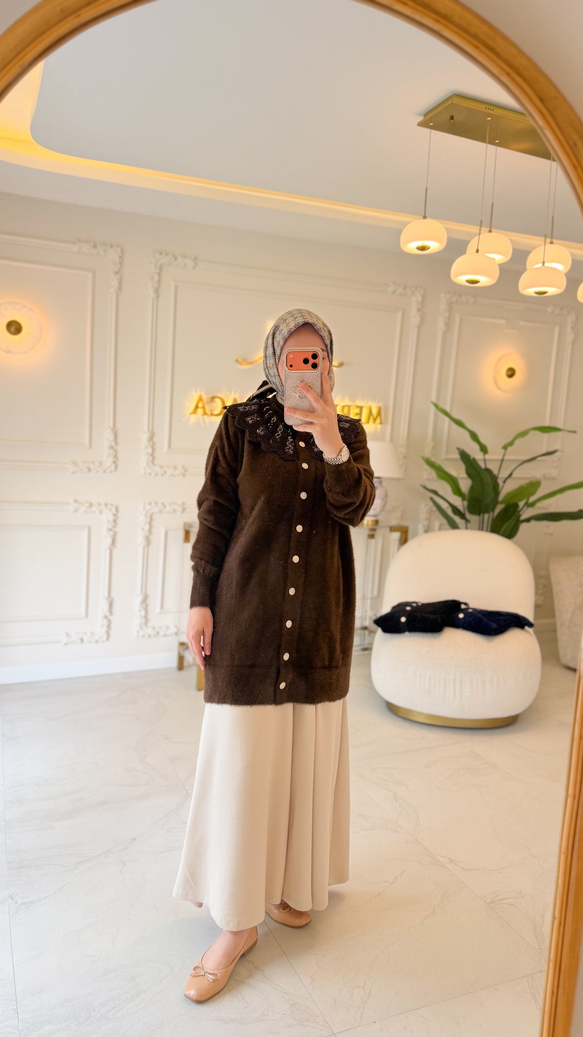 Kahverengi Angora Bebe Yaka Taşlı -140669