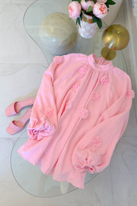 Pembe Çiçek Müslin Tunik