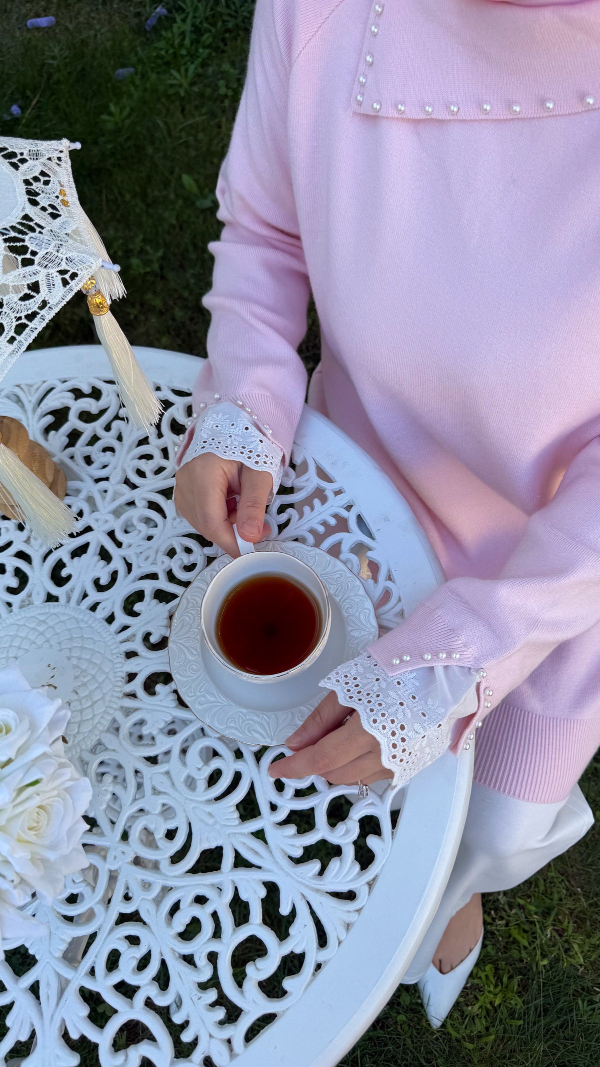 Pembe İnci Manşet Detay Tunik