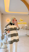 Haki Çizgili Sweat -170394