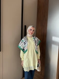 Sarı MK Etek Uçu Dantelli Sweat