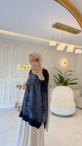 Lacivert Simli Kumaş Fermuarlı Tunik -299