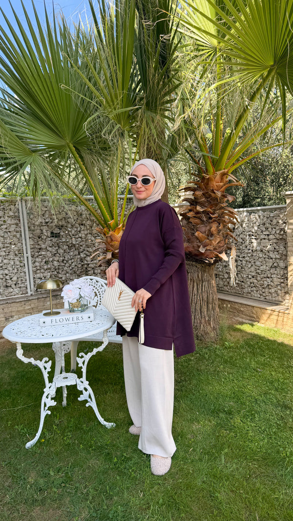 Mürdüm Ribana Kol Triko Tunik-127