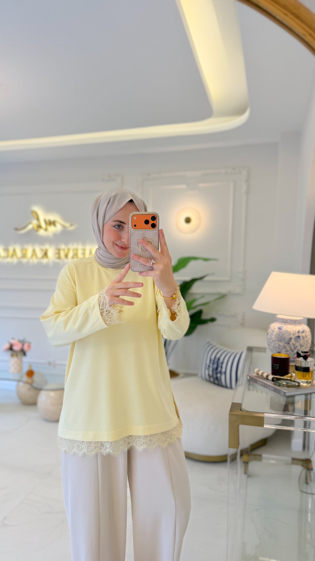 Tereyağ  Dantelli Oysho Tunik