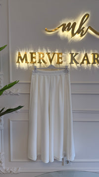 Beyaz Mavera Pantolon Etek -1006