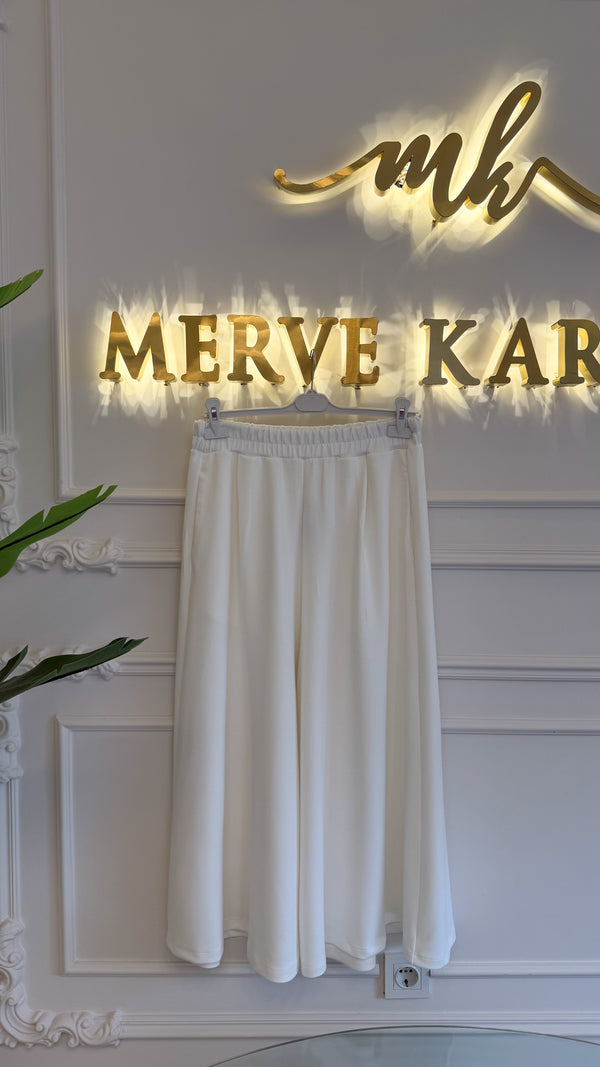 Beyaz Mavera Pantolon Etek -1006