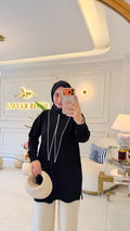 Siyah Fular Detay Tunik