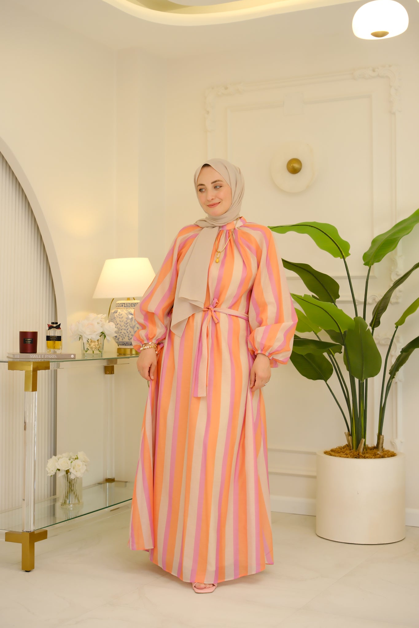 Pembe Gün Batımı Elbise -6738