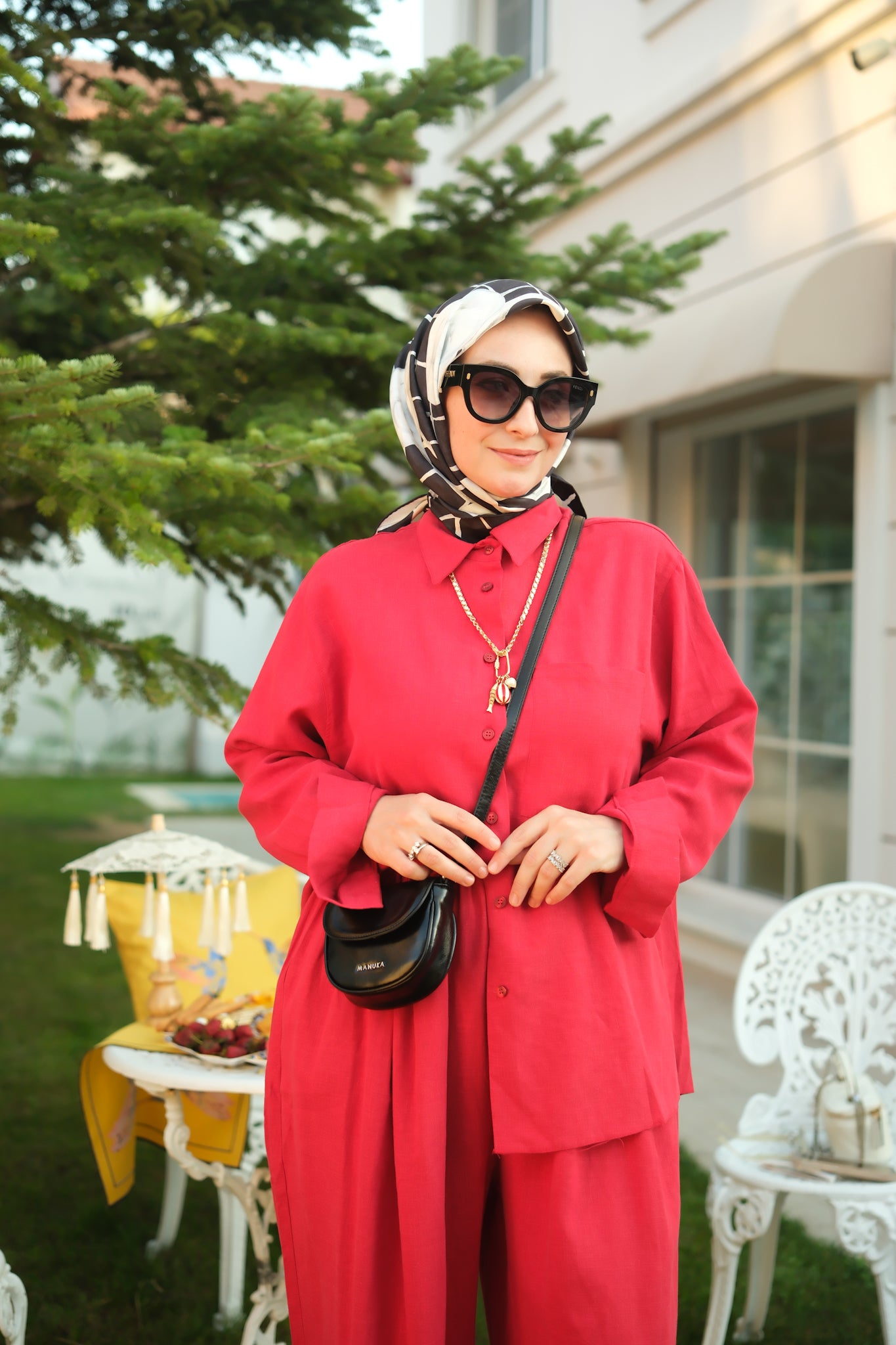 Kırmızı Elora Keten Takım-2430
