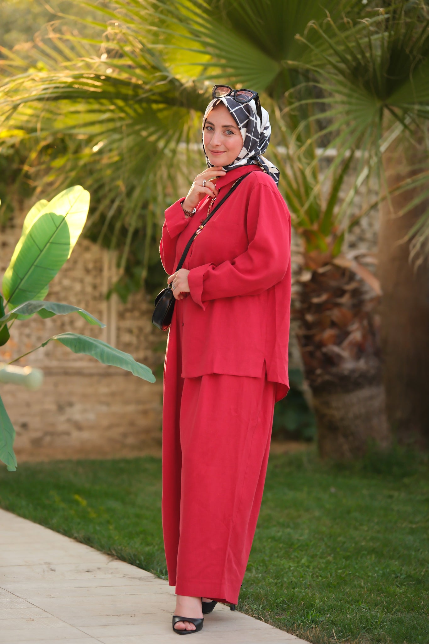 Kırmızı Elora Keten Takım-2430