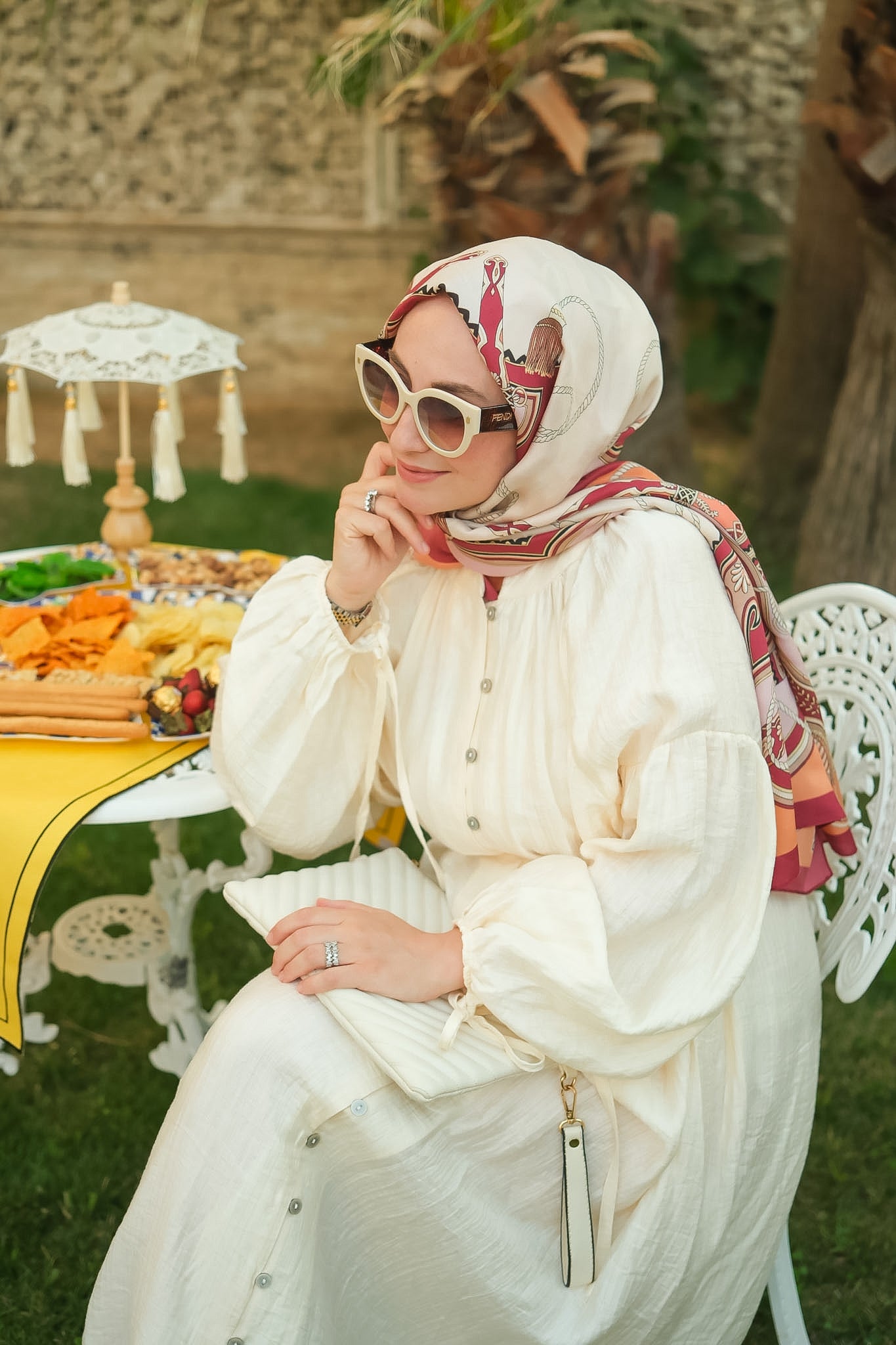 Krem Kumsal Elbise -6696