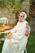 Krem Kumsal Elbise -6696