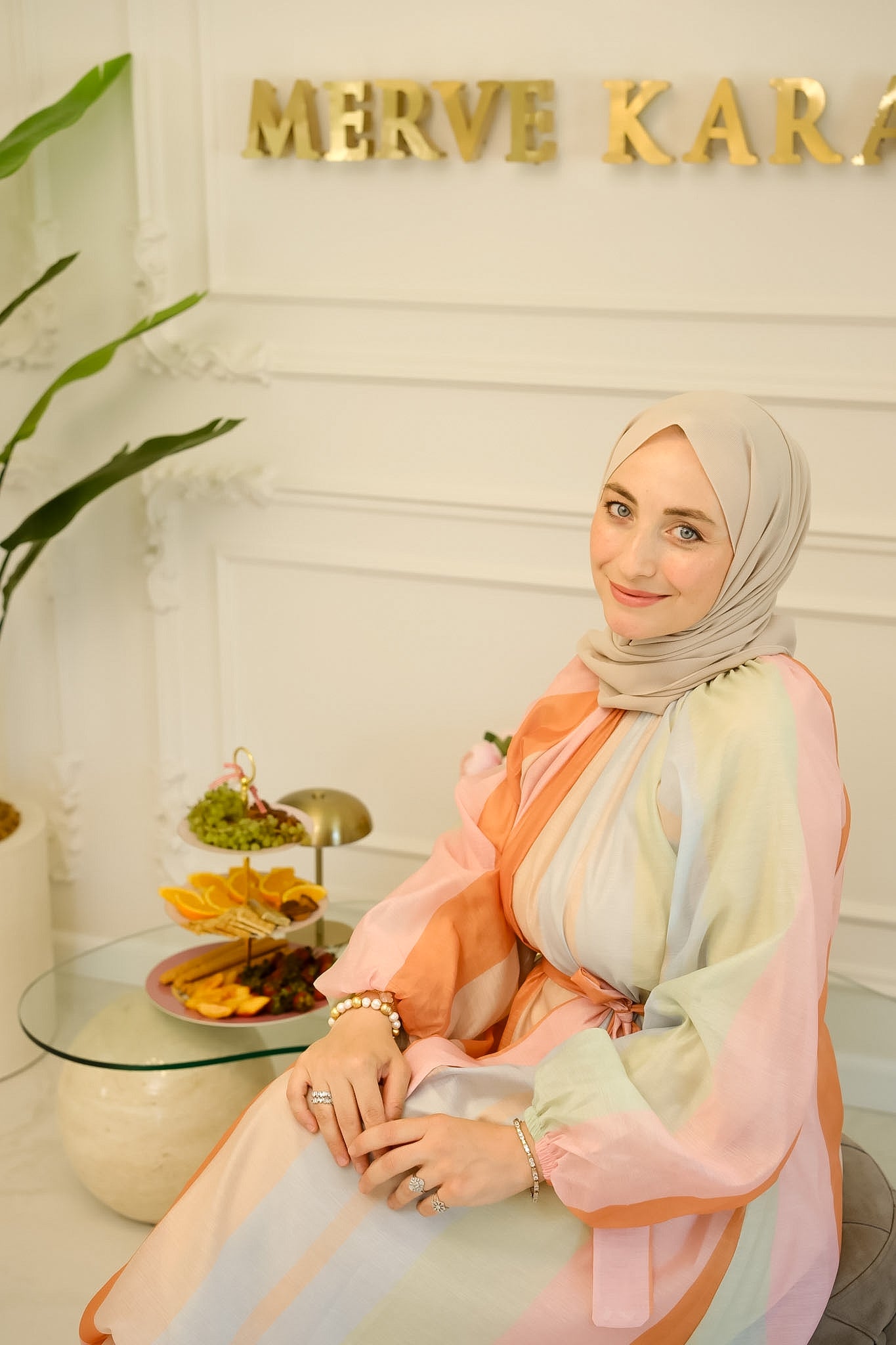 Pastel Pembe Gün Batımı Elbise -6738