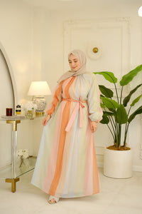 Pastel Pembe Gün Batımı Elbise -6738