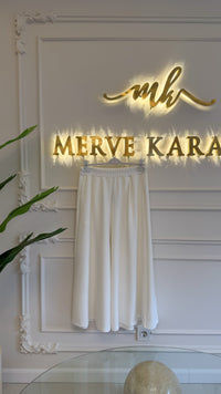 Beyaz Mavera Pantolon Etek -1006