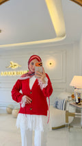 Kırmızı Dantel Büzgü Hırka-27720