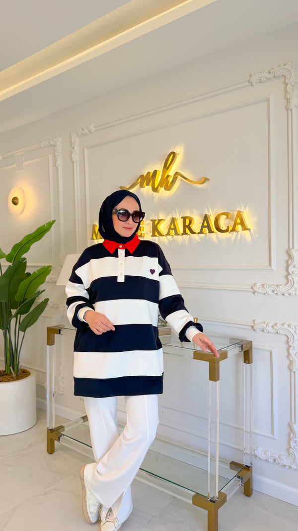 Lacivert Çizgili Sweat -170394