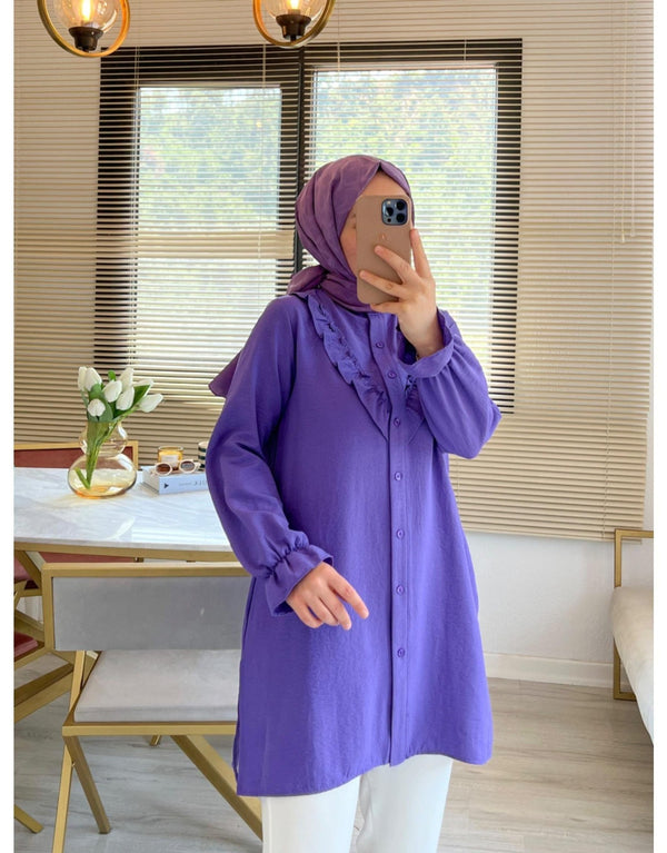 Mor New Elsa Fırfırlı Gömlek
