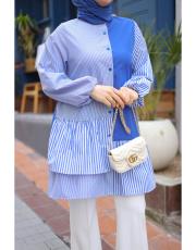 koyu lacivert beymen çizgi detaylı mixli gömlek 2