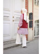 bordo beymen çizgi detaylı mixli gömlek 2