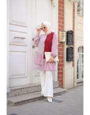 bordo beymen çizgi detaylı mixli gömlek 3