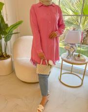 pembe 6188 tensel püsküllü gömlek