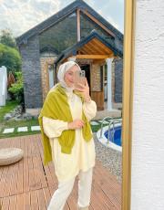 ekru 40430 kendinden çizgili soğuk iplik tunik 3