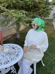 ekru 40430 kendinden çizgili soğuk iplik tunik 6