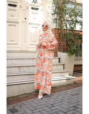 turuncu yesil aden elbise 3