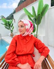 fuşya twill eşarp ahu