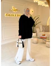 siyah 50536 bakla desen örgü kazak