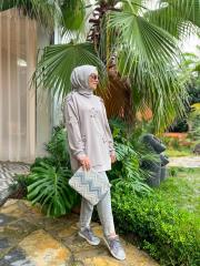 gri 2748 dantel ve taş detaylı denim pantolon