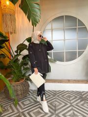 siyah 2748 dantel ve taş detaylı denim pantolon 2