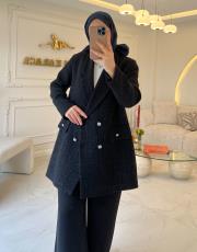 siyah krep plazzo pantolon 3