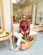 acı kahve new elsa fırfırlı gömlek 2