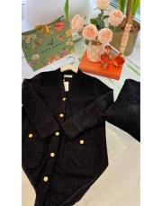 siyah gold düğme detaylı tüvit ceket