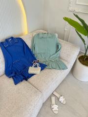 gece mavisi 4261 yaka detaylı taşlı gömlek 2