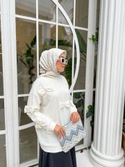 ekru 4285 modal kurdele detaylı tunik