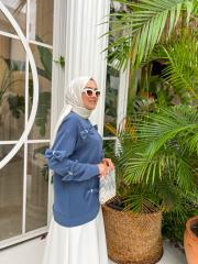  indigo 4285 modal kurdele detaylı tunik 2