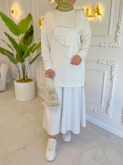 ekru 4298 modal taş detaylı tunik