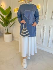  indigo 4298 modal taş detaylı tunik