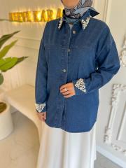 koyu mavi 7203 inci yaka tunik