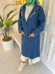 koyu mavi 7209 kuşaklı yaka detaylı trenç 3