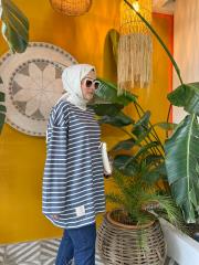  indigo 2739 oversize mk çizgili sweatshirt