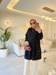 siyah 1102 çift yan verev tunik